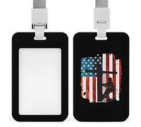 Lineman American Flag Electric Cable Lineman Card Holder Cute ID Badge Holders Card Protector for Office Work Women Men