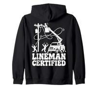 Lineman Certified Funny Electrician Worker Design Zip Hoodie