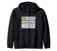 Lineman Danger High Voltage Hustle Electrical Work Zip Hoodie