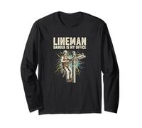 Lineman Danger is My Office Electrical Utility Worker Long Sleeve T-Shirt