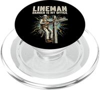 Lineman Danger Is My Office Electrical Utility Worker PopSockets PopGrip for MagSafe
