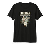 Lineman Danger is My Office Electrical Utility Worker Premium T-Shirt