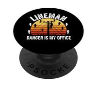 Lineman Danger Is My Office Electrician Utility Worker PopSockets Adhesive PopGrip