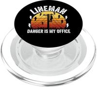 Lineman Danger Is My Office Electrician Utility Worker PopSockets PopGrip for MagSafe