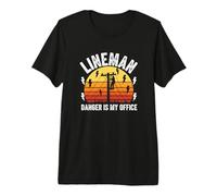 Lineman Danger is My Office Electrician Utility Worker Premium T-Shirt