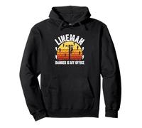 Lineman Danger Is My Office Electrician Utility Worker Pullover Hoodie