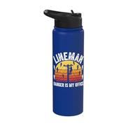 Lineman Danger is My Office Electrician Utility Worker Stainless Steel Insulated Water Bottle