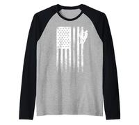 Lineman Electric Cable Lineman Power Pole USA Flag patriotic Raglan Baseball Tee