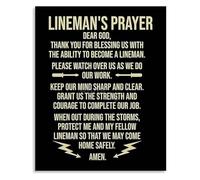 Lineman Safety and Gratitude Prayer Canvas Wall Art for Power Company Office or Truck Decor(Framed,12x18inch(30x45cm))