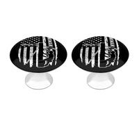 Lineman U.S. Flag 2 Pack Cabinet Pulls Stainless Steel Kitchen Cabinet Knobs Round Dresser Drawer Knobs
