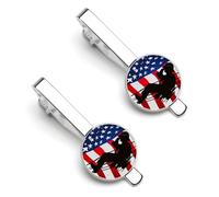 Lineman with U.S. Flag Tie Clips for Men Classic Necktie Tie Bar 2 Pack Clasp Clips Gifts for Anniversary Business