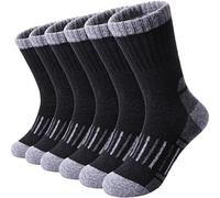 LINEMIN 6 Pairs Kids Merino Wool Hiking Socks Toddler Boys Girls Winter Warm Thick Thermal Boot Cushion Crew Socks, Black Wool Hiking Socks, 8-12 Jahre