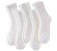 LINEMIN Womens Fuzzy Socks Cozy Fluffy Winter Warm Slipper Socks Microfiber Soft Home Sleeping Socks, Fuzzy Socks - White, One size
