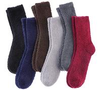 LINEMIN Womens Fuzzy Socks Cozy Fluffy Winter Warm Slipper Socks Microfiber Soft Home Sleeping Socks, 6 Pairs Mix Color, One size