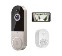(Linen) 1080p Doorbell Camera Wireless, Smart Video Cam with Ring Chime, AI Human Detection, Two Way Audio, FHD Live View, Night Vision, 2.4G WiFi