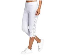 Linen 3/4 Cropped Trousers Womens Holiday Essentials for Family Lightning Deals of The Day Prime Cotton Leggings for Women UK Warehouse Deals Clearance Returns 3/4 Length Workout Leggings Pa White