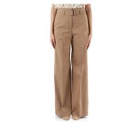 Linen and Viscose Stretch Trousers - female - Boss - Wide Trousers - Brown - XL - Trousers XL