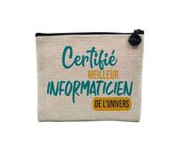 Linen Bag - Best Colleague Family Mom Party Celebration Idea - Linen Look Canvas Make-Up Bag - Toiletry Bag - Coin Purse, IT, 15 x 10 cm, Makeup Bag