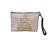 Linen Bag - Best Colleague Family Mom Party Celebration Idea - Linen Look Canvas Make-Up Bag - Toiletry Bag - Coin Purse, Handsome Brother, 23.5 x 15 cm, Makeup Bag