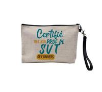 Linen Bag - Best Colleague Family Mom Party Celebration Idea - Linen Look Canvas Make-Up Bag - Toiletry Bag - Coin Purse, svt - mens, 23.5 x 15 cm, Makeup Bag