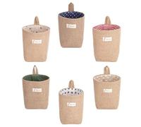 Linen Basket,6 Pack Small Hanging Storage Baskets, Natural Jute & Linen Fabric Foldable Wall Organiser with Handle - for Small Toy, Makeup, Keys & Home Decor (13x10cm)