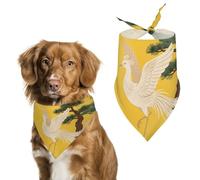 Linen Beige Phoenix and Pine Dog Bandana, Soft Breathable Pet Scarf, Personalized Dog Bib Kerchief for Small Medium Large Dogs Cats, Exquisite Pet Neckerchief for Daily Wear, Travel, Party