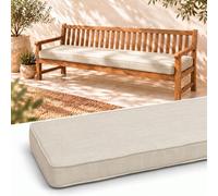 Linen Bench Cushion, Indoor Bench Cushion with Double Piping | Garden Bench Cushion, Window Seat Cushion, 50D Foam, 2 Ties, Washable Cover, Dining Area, Hallway, Patio 80x30x5cm
