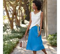 Linen Bias Pull-on Midi Skirt lands end Bright Blue 20