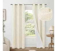 Linen Blackout Curtains for Living Room Narrow Window, Thermal Insulated Complete Light Blocking Privacy Soundproof Small Curtains for Bedroom, Each 38 Inch Wide 80 Inch Length 2 Panels, Cream