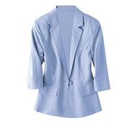 Linen Blazer Jackets For Women Casual Long Sleeve Lapel Button Front Work Office Jackets Blazer Plus Size Solid Color Suit Jacket With Pockets Casual Summer Lightweight Cardigan
