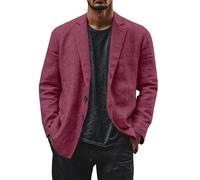 Linen Blazer Men Leisure Suit Jacket Two Button Lightweight Sports Coats Loose Fit Business Office Blazer Solid Color Versatile Suit Jacket Notch Lapels Suits Jackets With Pocket 02