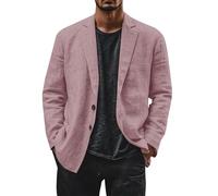 Linen Blazer Men Leisure Suit Jacket Two Button Lightweight Sports Coats Loose Fit Business Office Blazer Solid Color Versatile Suit Jacket Notch Lapels Suits Jackets With Pocket