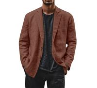 Linen Blazer Men Leisure Suit Jacket Two Button Lightweight Sports Coats Loose Fit Business Office Blazer Solid Color Versatile Suit Jacket Notch Lapels Suits Jackets With Pocket