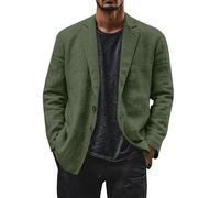 Linen Blazer Men Leisure Suit Jacket Two Button Lightweight Sports Coats Loose Fit Business Office Blazer Solid Color Versatile Suit Jacket Notch Lapels Suits Jackets With Pocket