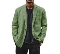 Linen Blazer Men Leisure Suit Jacket Two Button Lightweight Sports Coats Loose Fit Business Office Blazer Solid Color Versatile Suit Jacket Notch Lapels Suits Jackets With Pocket