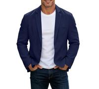 Linen Blazers for Men UK Lightweight Smart Casual Suit Jackets | Loose Fit Notch Lapel One Button Sports Coat with Pockets Solid Color Business Office Tuxedo Dinner Jacket Leisure Daily Wear