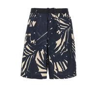 Linen-blend Bermuda Shorts with All-over Pattern- male- Emporio Armani- Casual Shorts- Multicolor- S- Shorts S