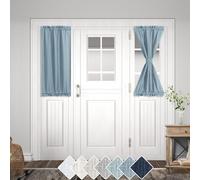 Linen Blend French Door Curtains Stone Blue 63.5 x 101.6 cm Long