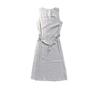 Linen Blend V-Neck Sleeveless Belted Dress- female- Calvin Klein- Midi Dresses- White- L- Dresses L