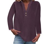 Linen Blouse for Women UK 2024 Fall Long Sleeve Tshirt Fashion Button Down V Neck Blouse Tees Solid Cotton Linen Loose Fit Tops Vacation Lightweight Comfy Clothes
