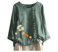 Linen Blouse Women's Long Sleeve Lightweight Blouse Women's Cotton Long Sleeve Embroidered Linen Shirt Flowers Patterned Linen Shirt Muslin Long Sleeve Elegant Blouse Shirt Loose Tunic Button Placket