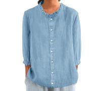 Linen Blouse Women's Oversize Blouse Women's Long Sleeve Thin Summer Blouse 3/4 Sleeve Blouse Shirt Minimalist Muslin Blouse Thin Casual Blouse Cute Top Lightweight Linen Shirt Plain Women's Blouses