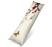 Linen Body Pillow Case 120 cm, Large Simple Decorative Bolster Cushion Covers for Sofa & Bed, Peach Blossoms Long Pillowcase for Side Sleepers, Durable Double Sided Patterned Pillow Case f0-279