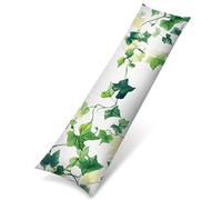 Linen Body Pillow Case 120 cm, Large Spring Decorative Bolster Cushion Covers for Sofa & Bed, Leaf Long Pillowcase for Side Sleepers, Comfortable, Double Sided Patterned Pillow Case, 1 Pack f0-459