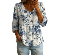 Linen Boho Tops for Women V Neck Long Sleeve Button Down Work Casual Blouse Plus Size Loose Fit Smock Tops Lightweight Summer Beach Vacation Hippie Tee Plain Comfy Going Out Holiday Shirt