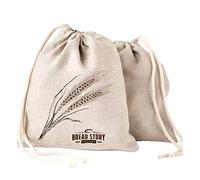Linen Bread Bags - 2-Pack 30x40 cm Ideal for Homemade Bread, Unbleached, Reusable Food Storage, Housewarming, Wedding Gift, Storage for Artisan Bread - Bakery & Baguette