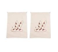 Linen Bread Bags 2-Pack Reusable Drawstring Fresh Keeping Storage Bags Washable(Style A)