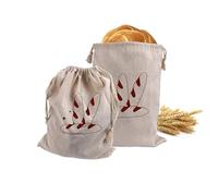 Linen Bread Bags, 2 Pack Reusable Natural Unbleached Linen Bread Storage Bags Drawstring Bread Bag for Homemade Bread, Sourdough Bread, 11 x 15".