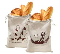 Linen Bread Bags for Homemade Bread, 2PCS Reusable Bread Storage Bags Large Linen Bag for Food Storage Keep Fresh (A)