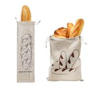Linen Bread Bags for Homemade Storage, Reusable Large Food Storage Bags to Keep Fresh, Pack of 2 (B)